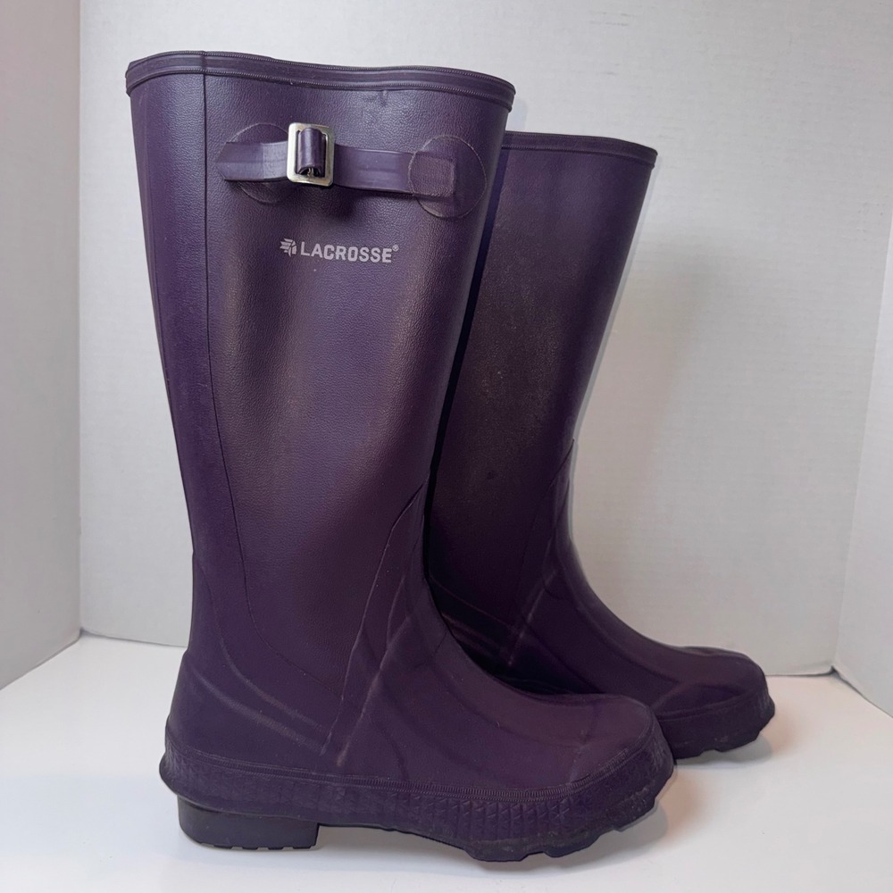 LaCrosse Grange Rain Boots Womens 8 Plum Purple 14 Inch Waterproof Rubber 631126